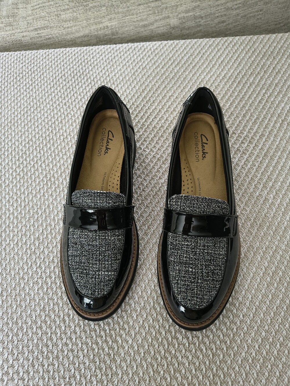 Clarks Black Patent Leather Slip-On Loafers